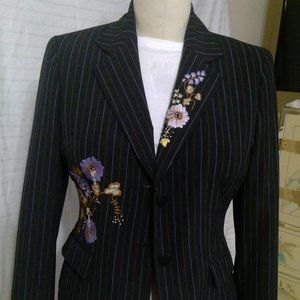 Nine West Embroidered Pinstripe Suit  NWOT